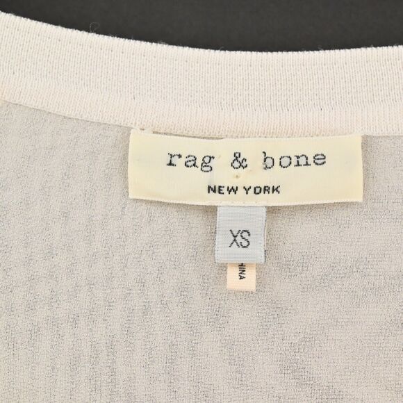 RAG BONE Top Womens Size XS Daria Silk Tunic Ivory Layered Long Knit Sleeve Boho - Picture 8 of 10